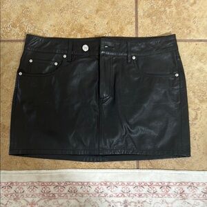 Grlfrnd Black Leather Mini Skirt
